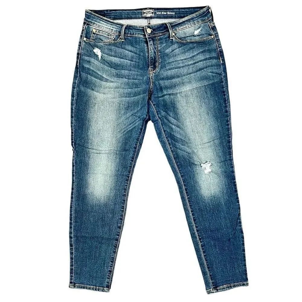 Signature Levi Strauss Gold Mid-Rise Skinny Distressed Jeans 12S